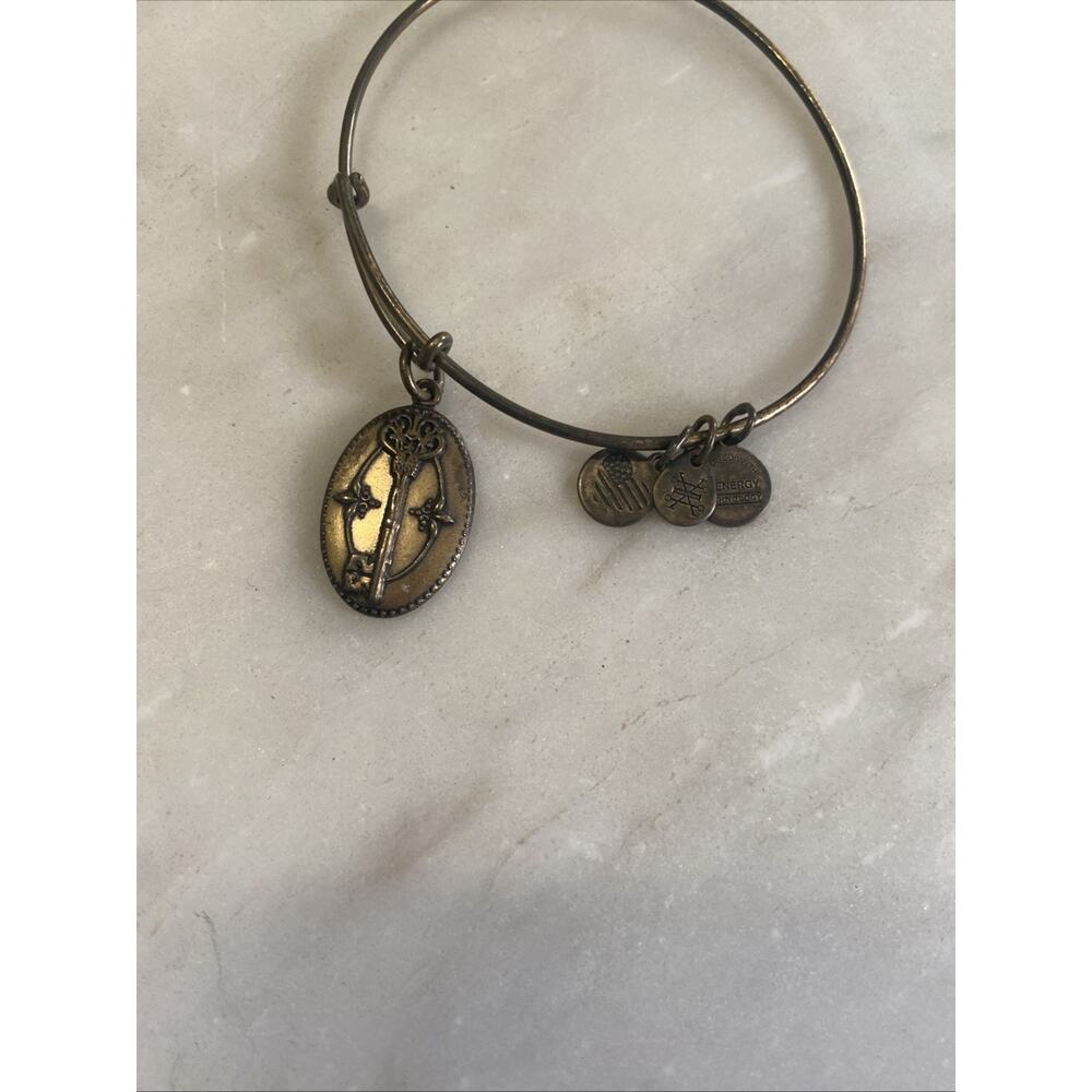 Alex And Ani gold Tone Key To Life Charm Bangle Bracelet